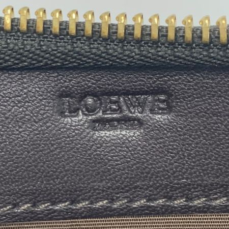  LOEWE ロエベ ラウンドファスナー財布 ベージュ スウェード レディース