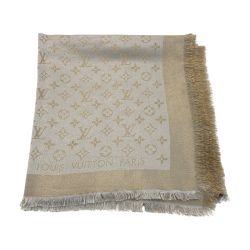 ☆☆ LOUIS VUITTON ルイヴィトン ショール・モノグラム シャイン M75121 グレージュ ストール Cランク