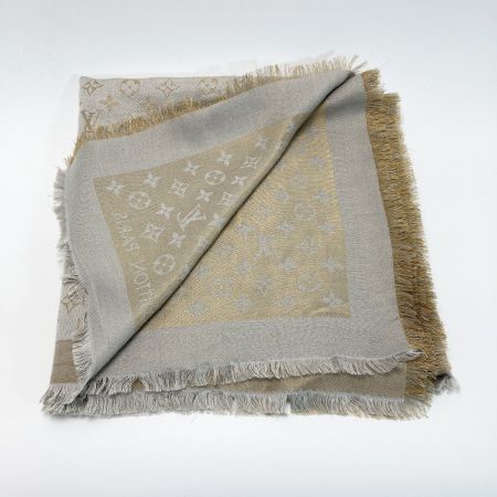  LOUIS VUITTON ルイヴィトン ショール・モノグラム シャイン M75121 グレージュ ストール
