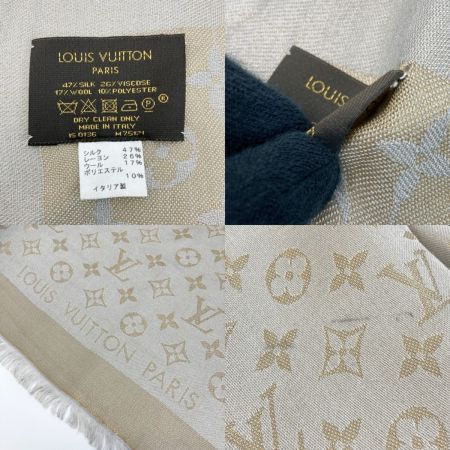  LOUIS VUITTON ルイヴィトン ショール・モノグラム シャイン M75121 グレージュ ストール