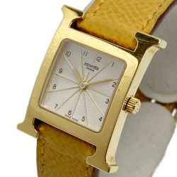 ☆☆ HERMES エルメス Hウォッチ □B刻印 HH1.201 シルバー文字盤 クォーツ レディース 腕時計 Bランク