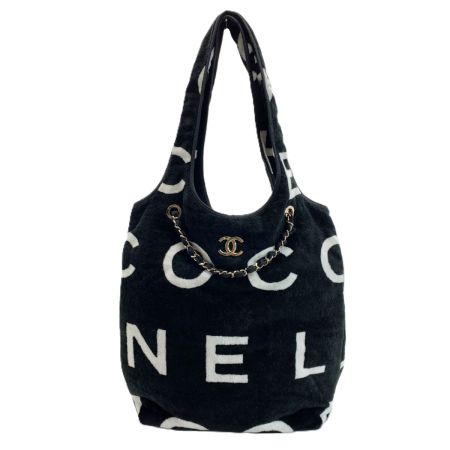  CHANEL シャネル  ココビーチ レザー編み込みチェーントートバッグ L4U4294G ブラック×ホワイト レディース