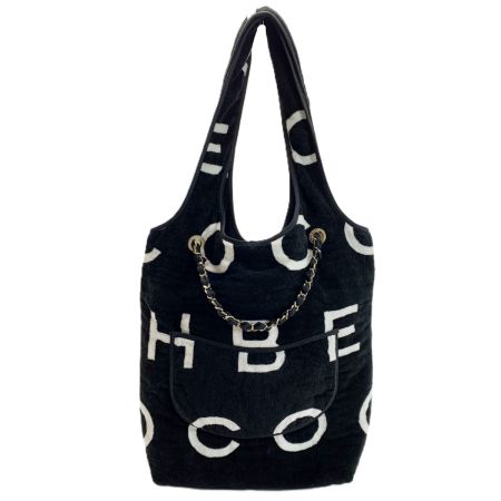  CHANEL シャネル  ココビーチ レザー編み込みチェーントートバッグ L4U4294G ブラック×ホワイト レディース