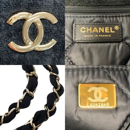  CHANEL シャネル  ココビーチ レザー編み込みチェーントートバッグ L4U4294G ブラック×ホワイト レディース