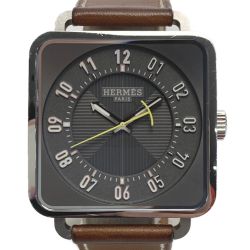 ☆☆ HERMES エルメス カレ アッシュ T12.710 グレー 自動巻き メンズ 腕時計 CARRE H Bランク