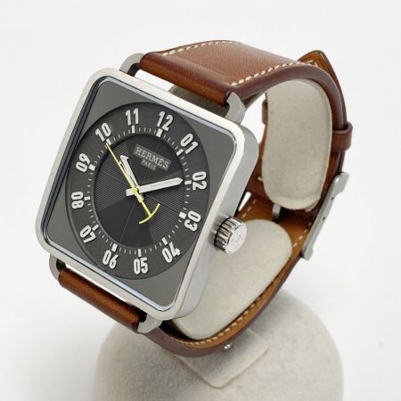  HERMES エルメス カレ アッシュ T12.710 グレー 自動巻き メンズ 腕時計 CARRE H