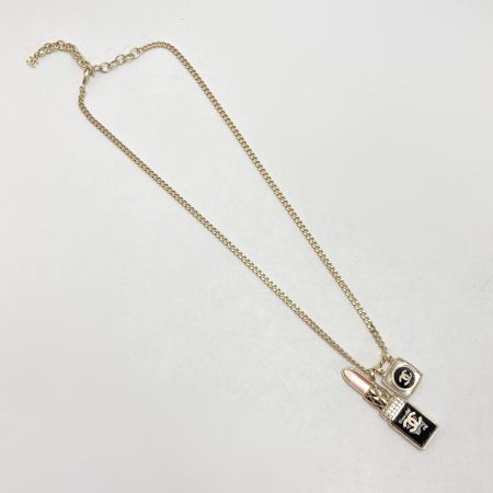  CHANEL シャネル ココマーク リップチャーム ネックレス A22/C ゴールド メタル ラインストーン ロングネックレス