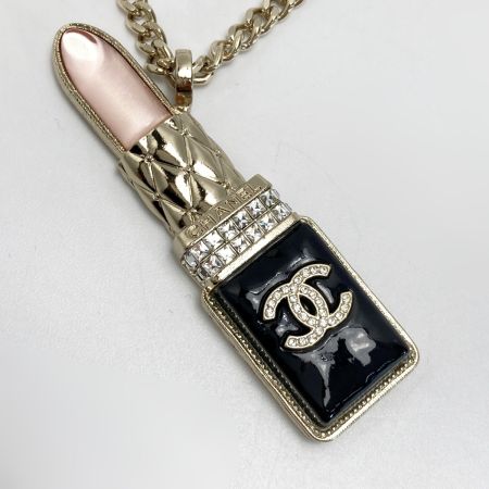  CHANEL シャネル ココマーク リップチャーム ネックレス A22/C ゴールド メタル ラインストーン ロングネックレス