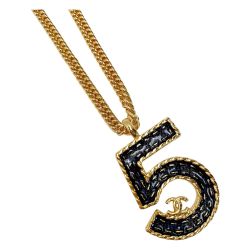 ☆☆ CHANEL シャネル No5デニム メッキ I24P ゴールド ブルー アクセサリー ネックレス レディース Cランク