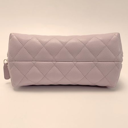  CHANEL シャネル ココマーク マトラッセ ポーチ ライトパープル キャビアスキン ゴールド金具 布袋有