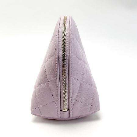  CHANEL シャネル ココマーク マトラッセ ポーチ ライトパープル キャビアスキン ゴールド金具 布袋有