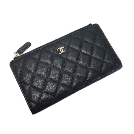 CHANEL シャネル ココマーク マトラッセ クラシック 2つ折り財布 AP3877 ブラック キャビアスキン ゴールド金具