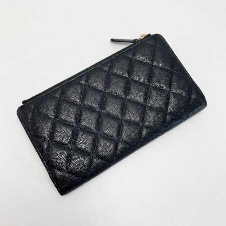  CHANEL シャネル ココマーク マトラッセ クラシック 2つ折り財布 AP3877 ブラック キャビアスキン ゴールド金具