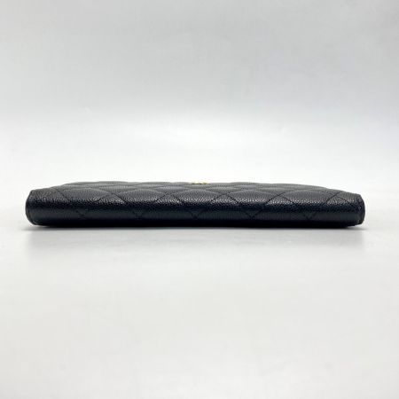 CHANEL シャネル ココマーク マトラッセ クラシック 2つ折り財布 AP3877 ブラック キャビアスキン ゴールド金具