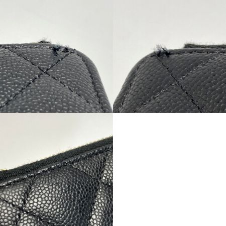  CHANEL シャネル ココマーク マトラッセ クラシック 2つ折り財布 AP3877 ブラック キャビアスキン ゴールド金具