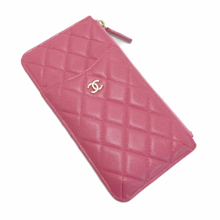 CHANEL シャネル ココマーク マトラッセ フラグメントケース ピンク 