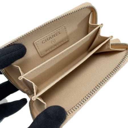  CHANEL シャネル マトラッセ クラシックジップコインケース AP0216 ベージュ キャビアスキン 小銭入れ ギャランティカード有