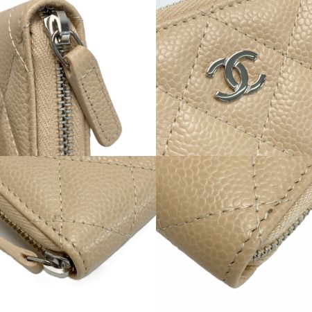  CHANEL シャネル マトラッセ クラシックジップコインケース AP0216 ベージュ キャビアスキン 小銭入れ ギャランティカード有