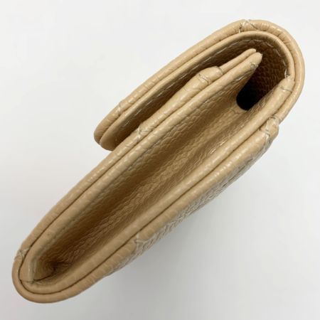  CHANEL シャネル カードケース ココマーク キャビアスキン ベージュ シルバー金具 レディース