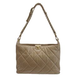 ☆☆ CHANEL シャネル ラムスキン ショルダーバッグ  ベージュ レディース ゴールド金具  Bランク