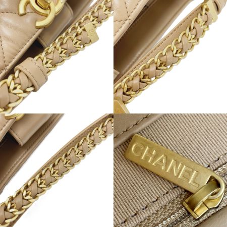  CHANEL シャネル ラムスキン ショルダーバッグ  ベージュ レディース ゴールド金具 