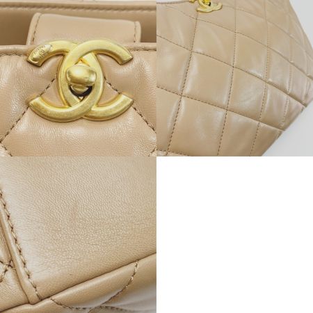  CHANEL シャネル ラムスキン ショルダーバッグ  ベージュ レディース ゴールド金具 