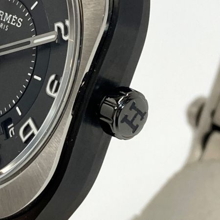  HERMES エルメス H08 デイト SP1.741 グレー チタン 自動巻き メンズ 腕時計 箱有