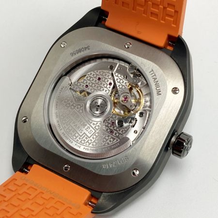  HERMES エルメス H08 デイト SP1.741 グレー チタン 自動巻き メンズ 腕時計 箱有