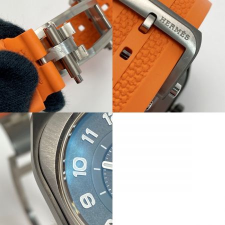 HERMES エルメス H08 デイト SP1.741 グレー チタン 自動巻き メンズ 腕時計 箱有