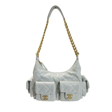  CHANEL シャネル マトラッセホーボーバッグ AS5339 ラムスキン ライトグレー ショルダーバッグ レディース 