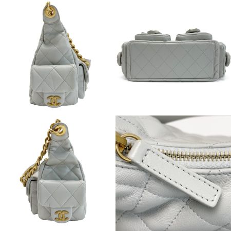  CHANEL シャネル マトラッセホーボーバッグ AS5339 ラムスキン ライトグレー ショルダーバッグ レディース 