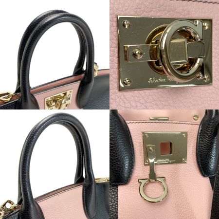  Salvatore Ferragamo サルヴァトーレフェラガモ ガンチーニ  DH21 H451 ブラック×ピンク 袋有 レディース