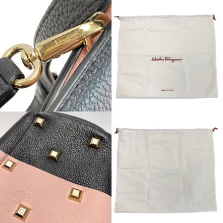  Salvatore Ferragamo サルヴァトーレフェラガモ ガンチーニ  DH21 H451 ブラック×ピンク 袋有 レディース