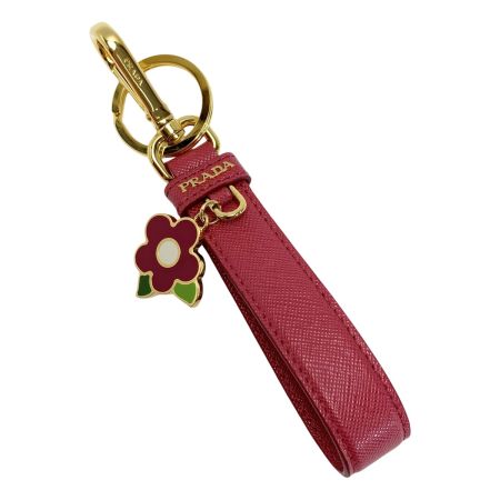  PRADA プラダ  フラワー キーリング レザー ピンク