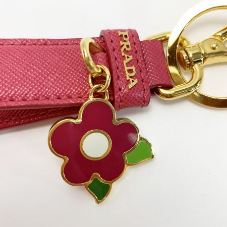  PRADA プラダ  フラワー キーリング レザー ピンク