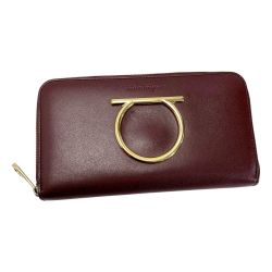 ☆☆ Salvatore Ferragamo サルヴァトーレフェラガモ レザー JL-22 D291 ダークインディゴ 長財布 レディース ゴールド金具 Cランク