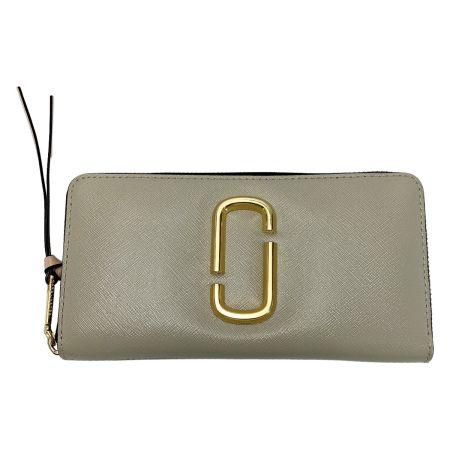  MARC JACOBS マークジェイコブス M0014280 ダブルＪ グレージュ×アイボリー ラウンドファスナー 長財布