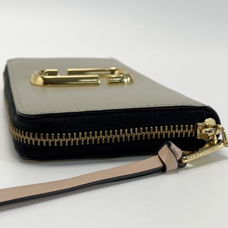  MARC JACOBS マークジェイコブス M0014280 ダブルＪ グレージュ×アイボリー ラウンドファスナー 長財布