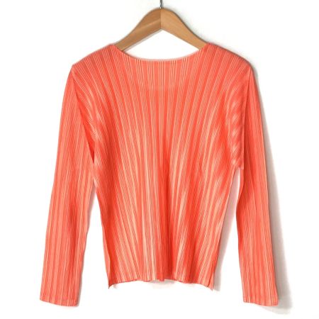  ISSEY MIYAKE イッセイミヤケ PLEATS PLEASE 長袖カットソー PP01-FK313 サーモンピンク サイズ 3 レディース