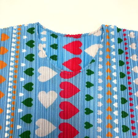  ISSEY MIYAKE イッセイミヤケ PLEATS PLEASE プリーツカットソー 半袖 PP12-JK442 スカイブルー サイズ 3 レディース