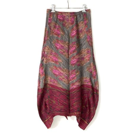  ISSEY MIYAKE イッセイミヤケ PLEATS PLEASE  ロングスカート PP53-JG797 グレー×ピンク サイズ 3 レディース
