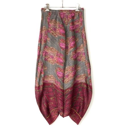  ISSEY MIYAKE イッセイミヤケ PLEATS PLEASE  ロングスカート PP53-JG797 グレー×ピンク サイズ 3 レディース