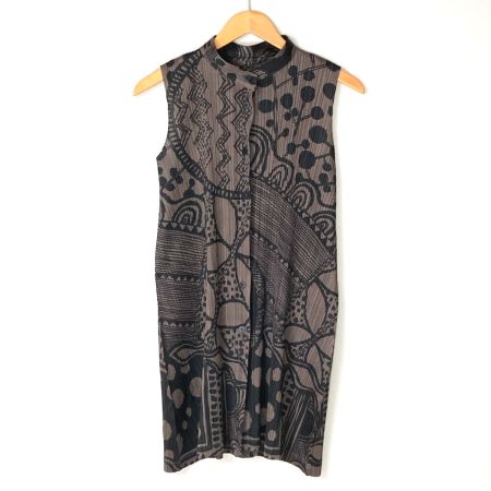  ISSEY MIYAKE イッセイミヤケ PLEATS PLEASE ロングカーディガン PP31-JT696 グレー×ブラック サイズ 3 レディース