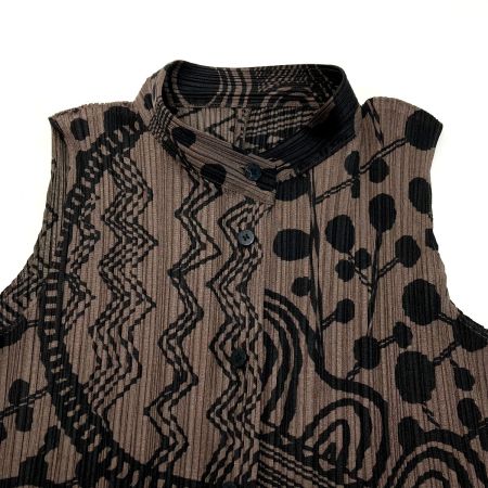  ISSEY MIYAKE イッセイミヤケ PLEATS PLEASE ロングカーディガン PP31-JT696 グレー×ブラック サイズ 3 レディース