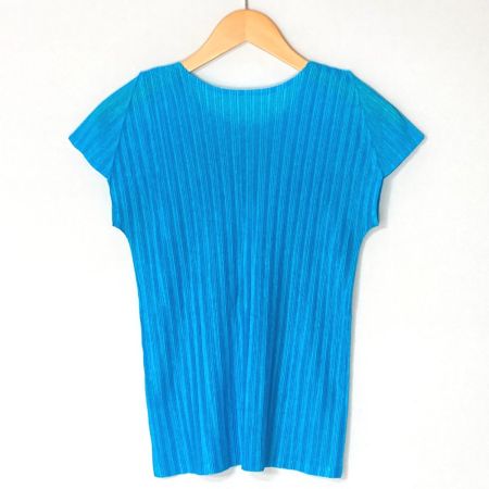  ISSEY MIYAKE イッセイミヤケ PLEATS PLEASE プリーツ カットソー 半袖 PP03-FK372 スカイブルー サイズ 3 レディース