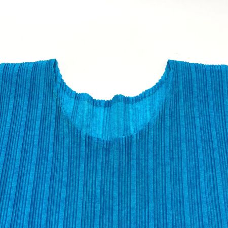  ISSEY MIYAKE イッセイミヤケ PLEATS PLEASE プリーツ カットソー 半袖 PP03-FK372 スカイブルー サイズ 3 レディース