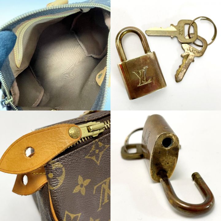 南京錠・鍵】ルイヴィトン スピーディ25 モノグラム ハンドバッグ ブラウン