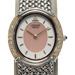 ☆☆ SEIKO セイコー クレドール 18KT+SS ダイヤベゼル 5A70-3000 クォーツ レディース 腕時計 CREDOR Bランク