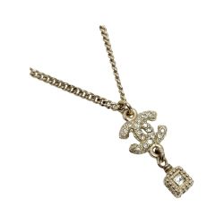 ☆☆ CHANEL シャネル ココマーク キューブチャーム ネックレス A11A GD ラインストーン メタル Aランク