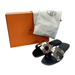 ☆☆ HERMES エルメス オラン リミテッド サンダル 39（25.5cm相当） ブラック ミュール 箱・布袋有 Bランク